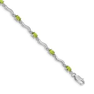 14k White Gold Fancy Diamond & Peridot Bracelet